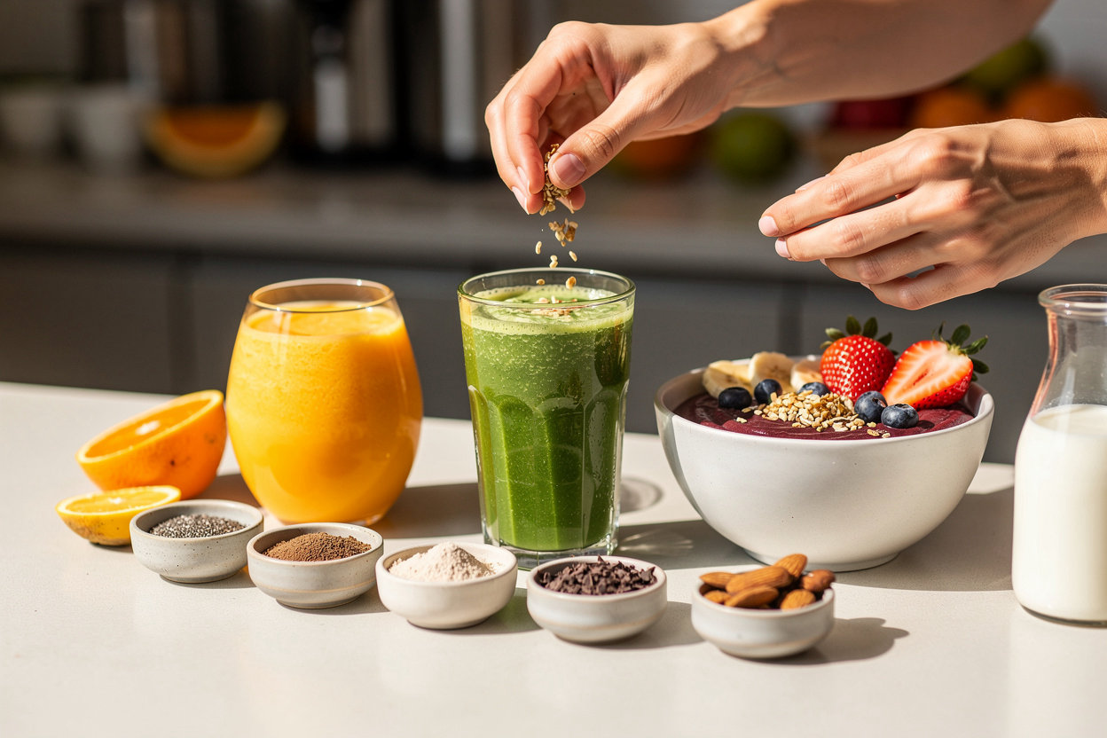 Sunny Squeeze Juice Bar San Diego fresh juice and açaí bowl preparation